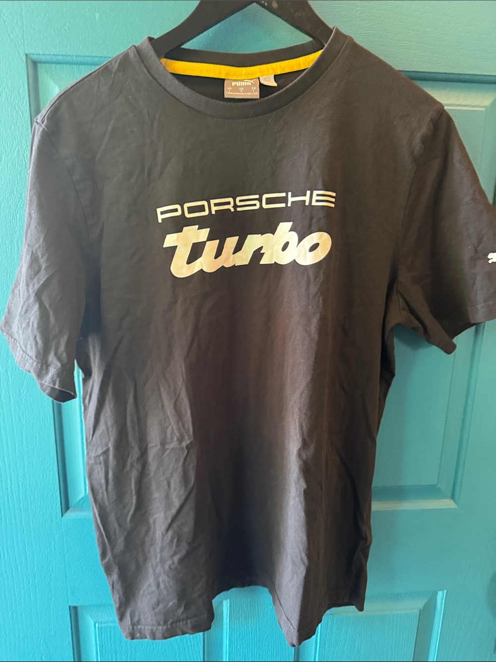 Puma Porsche Turbo Black T-Shirt with White Logo mens large